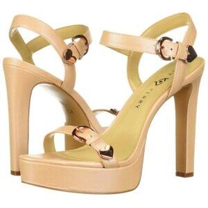 Katy Perry Noelle-Metallic Shine Tan Beige Sandals Shoes 9.5 NIB